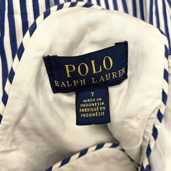 Polo Ralph Lauren Blue And White Striped Dress, Size 7. - Picture 8 of 9